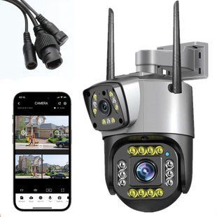 Уличная камера видеонаблюдения 4G, 8Мп, Qettopo V380 / Камера с двойным объективом / Поворотная IP камера 23457232301 фото