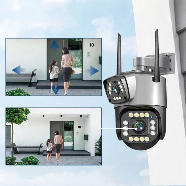 Уличная камера видеонаблюдения 4G, 8Мп, Qettopo V380 / Камера с двойным объективом / Поворотная IP камера 23457232301 фото