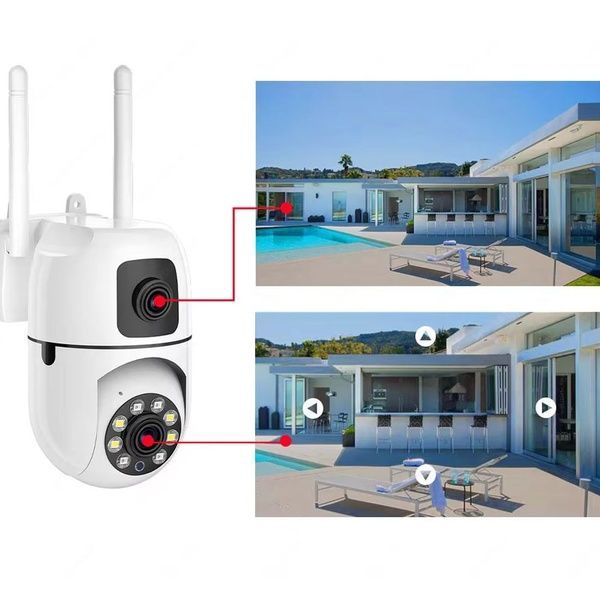 Уличная WiFi камера видеонаблюдения 8Мп, Dual Lens E10 / Внешняя камера наблюдения / Поворотная вайфай камера 234573636 фото