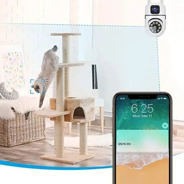 Уличная WiFi камера видеонаблюдения 8Мп, Dual Lens E10 / Внешняя камера наблюдения / Поворотная вайфай камера 234573636 фото