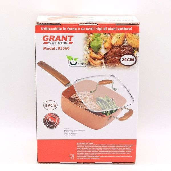 Универсальная сковорода 5в1 с фритюрницей Copper Cook Deep Square Pan / Антипригарная сковородка 234562506 фото