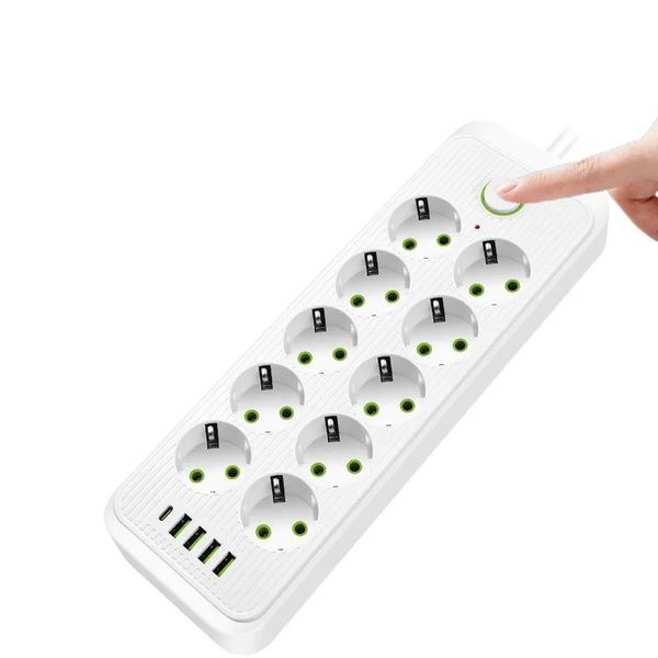 Мережевий фільтр 3м (10 розеток 220В + 4 USB + 1 Type-C) ТК-13, Білий / Подовжувач з вимикачем / Фільтр-подовжувач 23458716501 фото