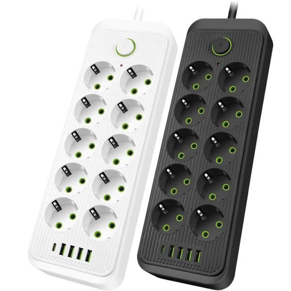 Мережевий фільтр 3м (10 розеток 220В + 4 USB + 1 Type-C) ТК-13, Білий / Подовжувач з вимикачем / Фільтр-подовжувач 23458716501 фото
