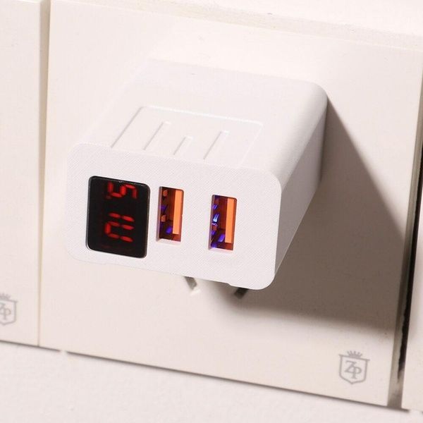 Зарядное устройство адаптер на 2 USB и LED дисплеем, 220В,QC03 5740 / Быстрая зарядка для телефона 23456385501 фото