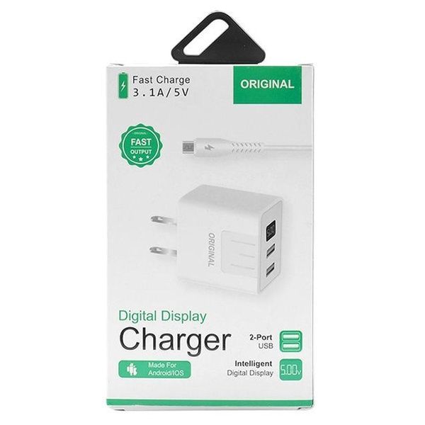 Зарядное устройство адаптер на 2 USB и LED дисплеем, 220В,QC03 5740 / Быстрая зарядка для телефона 23456385501 фото