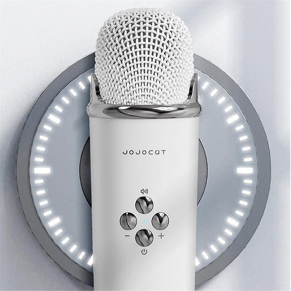 Портативная Bluetooth колонка для караоке с микрофоном на аккумуляторе, Белая / Акустическая система для караоке 23457038801 фото