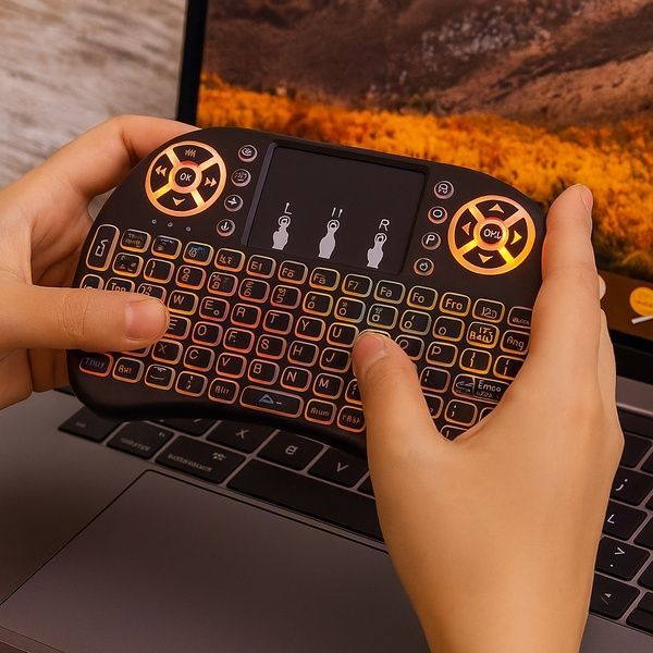 Бездротова клавіатура з тачпадом, RGB, MWK08-i8 / Клавіатура з підсвіткою / Портативна міні клавіатура 123460374 фото