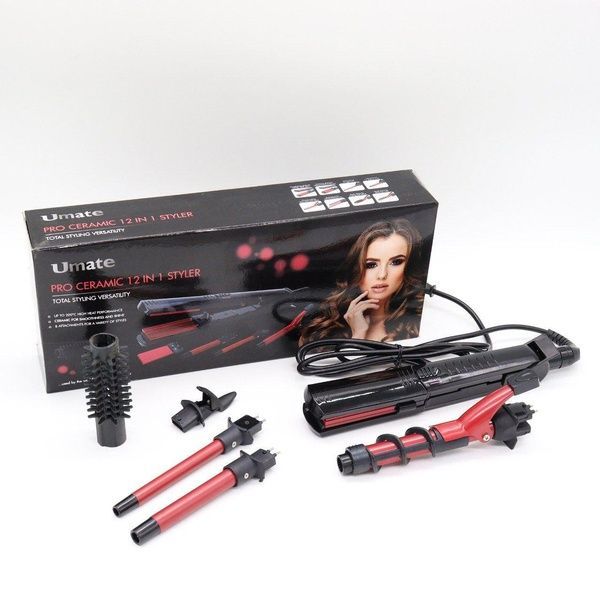 Мультистайлер для укладання волосся 12в1 Umate Pro Ceramic, 25Вт / Плойка для завивки локонів 234567515 фото