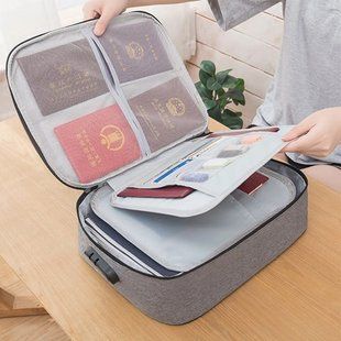 Органайзер для документів з кодовим замком (37х10,5х27 см), Home Cleaning, Сіра / Дорожня сумка для зберігання документів 23456898301 фото
