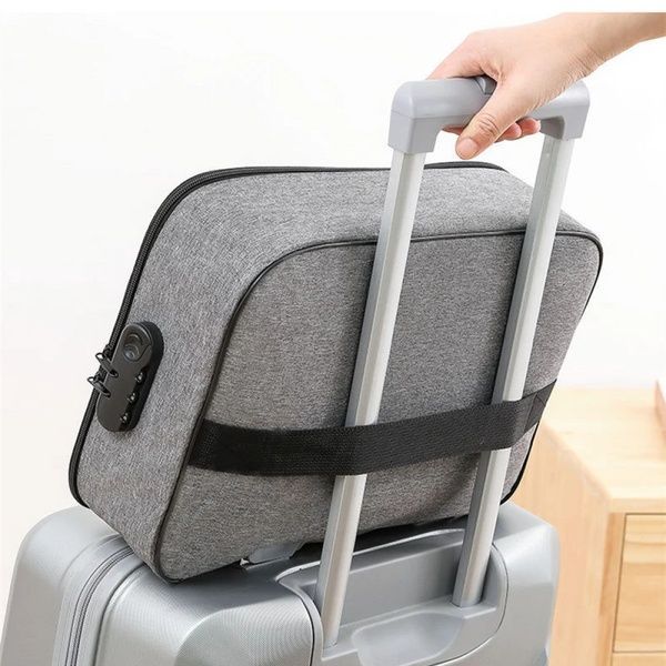 Органайзер для документів з кодовим замком (37х10,5х27 см), Home Cleaning, Сіра / Дорожня сумка для зберігання документів 23456898301 фото