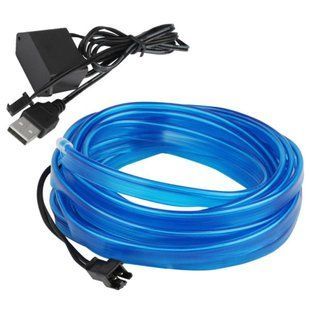 Світлодіодна стрічка для авто 3м, від USB, Синя / Діодна стрічка для автомобіля / Підсвічування для авто 234568494 фото