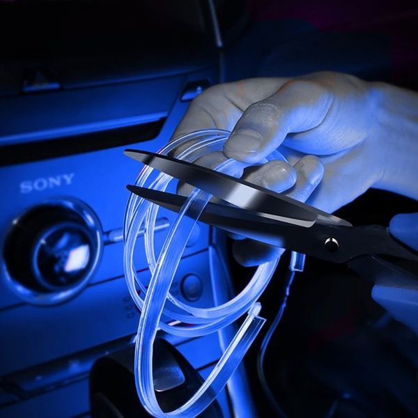 Світлодіодна стрічка для авто 3м, від USB, Синя / Діодна стрічка для автомобіля / Підсвічування для авто 234568494 фото