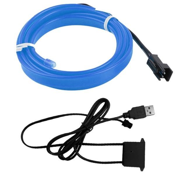 Світлодіодна стрічка для авто 3м, від USB, Синя / Діодна стрічка для автомобіля / Підсвічування для авто 234568494 фото
