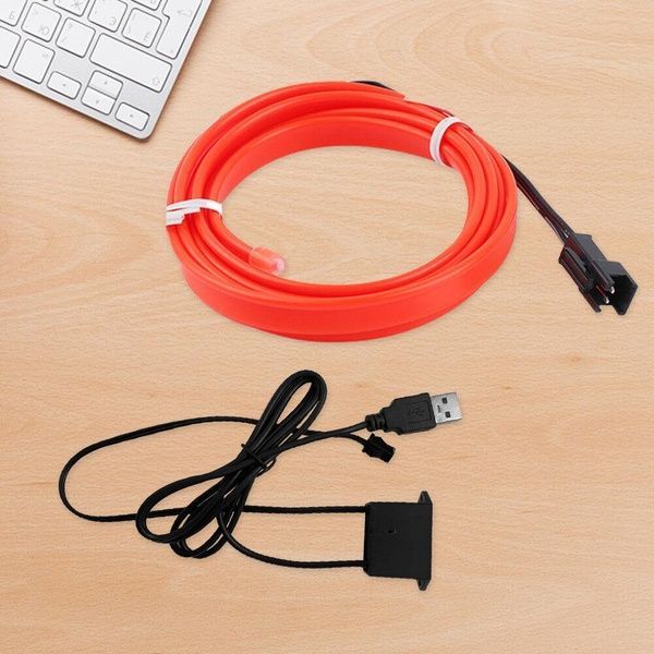 Світлодіодна стрічка для авто 3м, від USB, Червона / Діодна стрічка для автомобіля / Підсвічування для авто 23456849401 фото