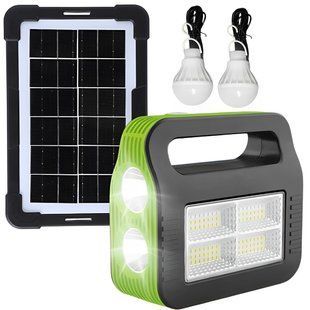 Сонячна зарядна станція-ліхтар із PowerBank + 2 лампочки, COBA CB-999B, Зелений / Ліхтар акумуляторний 234568828 фото