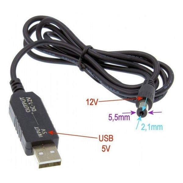 Кабель для роутера 5V-12V DC 5,5x2,1mm / Кабель для WIFI роутера з перетворювачем напруги 234563898 фото