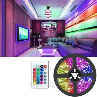 Світлодіодна стрічка з пультом 2 м RGB 5050 для фонового підсвічування телевізора / Неонове підсвічування 234561271 фото