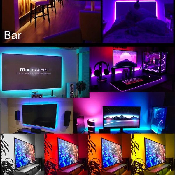 Світлодіодна стрічка з пультом 2 м RGB 5050 для фонового підсвічування телевізора / Неонове підсвічування 234561271 фото