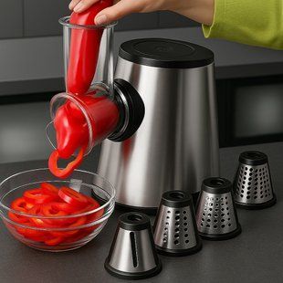 Электрическая овощерезка + 5 насадок, LB-56012, 800Вт / Кухонный слайсер для овощей / Электротерка 234583256 фото