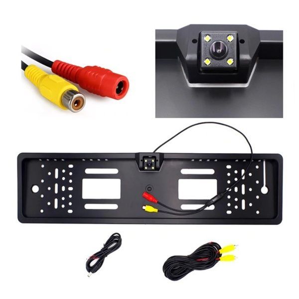 Камера заднего вида в рамке номера 4LED Black, с подсветкой / Рамка для номера с камерой / Держатель номера 234561279 фото
