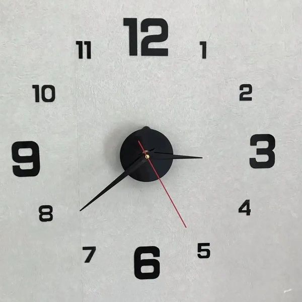 Часы настенные самоклеящиеся с цифрами от 60 до 90 см, DIY Clock NEW black / Часы, клеящиеся 234560402 фото