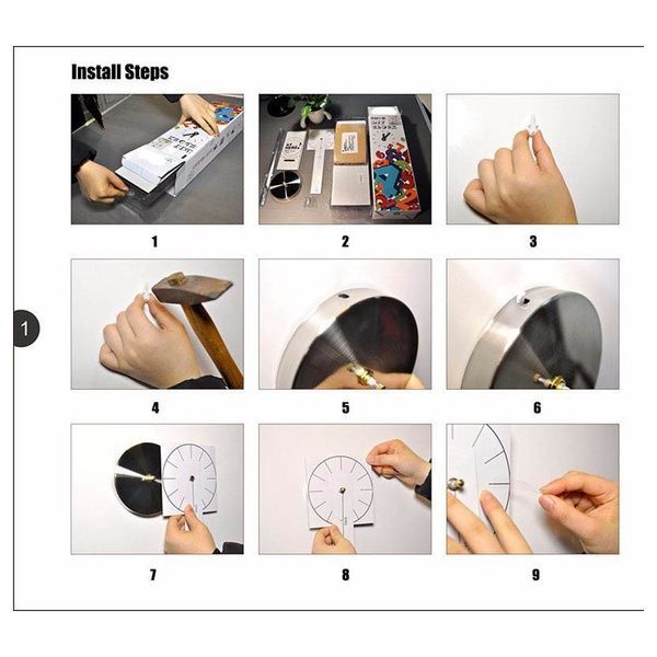 Часы настенные самоклеящиеся с цифрами от 60 до 90 см, DIY Clock NEW black / Часы, клеящиеся 234560402 фото