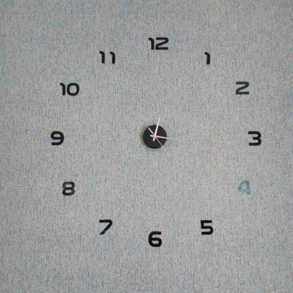 Часы настенные самоклеящиеся с цифрами от 60 до 90 см, DIY Clock NEW black / Часы, клеящиеся 234560402 фото