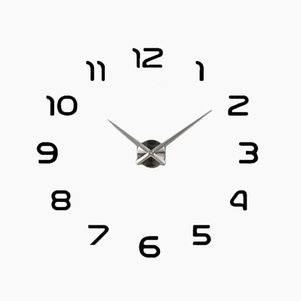 Часы настенные самоклеящиеся с цифрами от 60 до 90 см, DIY Clock NEW black / Часы, клеящиеся 234560402 фото