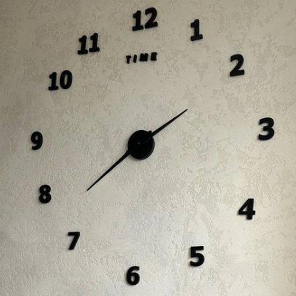 Часы настенные самоклеящиеся с цифрами от 60 до 90 см, DIY Clock NEW black / Часы, клеящиеся 234560402 фото