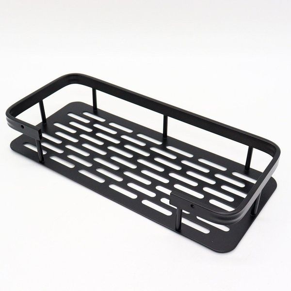 Металева полиця для ванної (30х13х4,5 см) Bathroom shelf, Чорна / Настінна полиця у ванну, кухню 234567590 фото