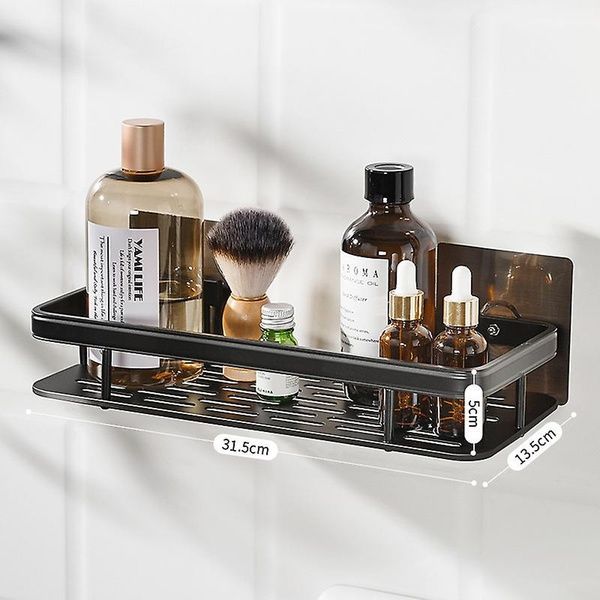 Металева полиця для ванної (30х13х4,5 см) Bathroom shelf, Чорна / Настінна полиця у ванну, кухню 234567590 фото