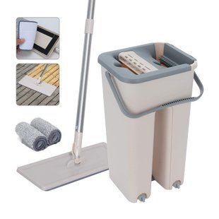 Швабра та відро 3,5л + 2 насадки, Scratch Cleaning Mop Grout-Aide № K12-69 / Набір для прибирання / Швабра ледарка 23456129401 фото
