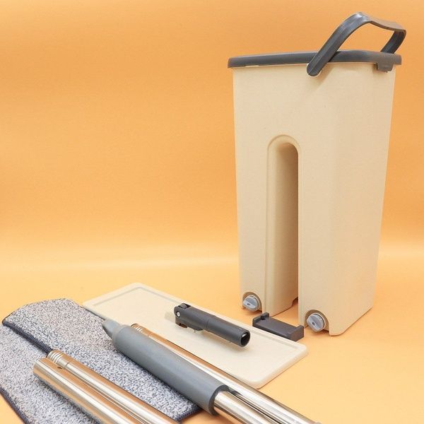 Швабра та відро 3,5л + 2 насадки, Scratch Cleaning Mop Grout-Aide № K12-69 / Набір для прибирання / Швабра ледарка 23456129401 фото