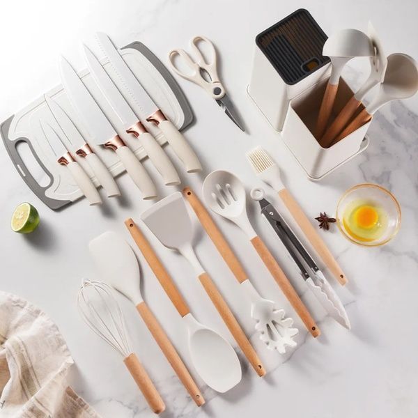 Набор кухонных принадлежностей, 19 предметов Kitchen Set, Белый / Силиконовый набор для кухни 23457247004 фото