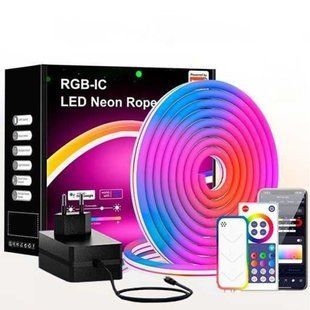 Неоновая LED лента RGB 10м с пультом и Bluetooth / Светодиодная RGB подсветка / RGB лента силиконовая 234582562 фото