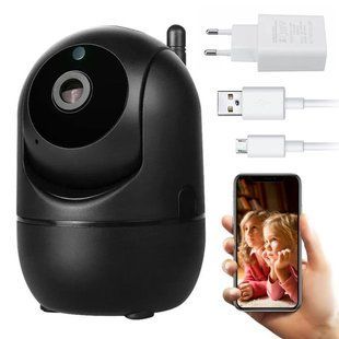 Поворотная IP камера видеонаблюдения с WiFi, 1080P, YCC365Plus, Черный / Беспроводная видеокамера / Видеоняня 234577514 фото