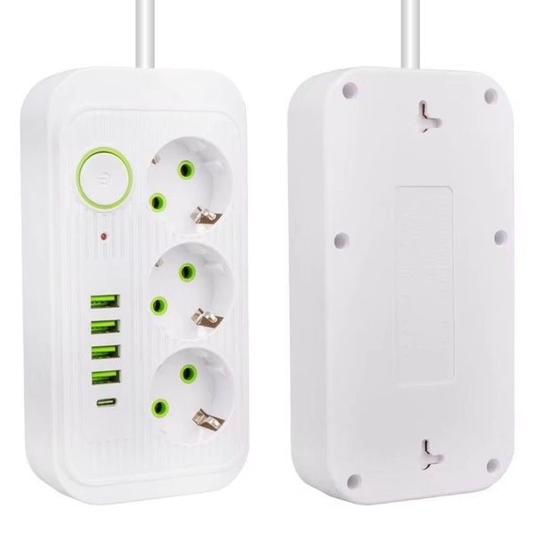 Сетевой фильтр 2м, 3 розетки, 4хUSB, 1хType-C, F09U, Белый / Сетевой удлинитель с usb / Переноска розетка 23457451101 фото