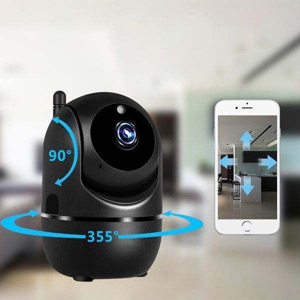 Поворотная IP камера видеонаблюдения с WiFi, 1080P, YCC365Plus, Черный / Беспроводная видеокамера / Видеоняня 234577514 фото