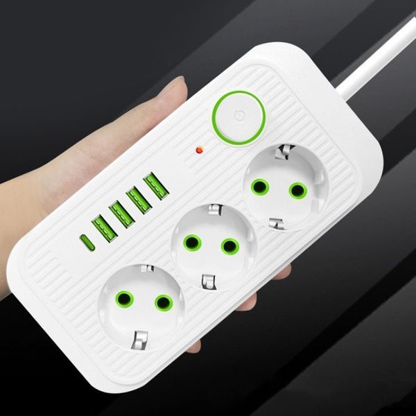Сетевой фильтр 2м, 3 розетки, 4хUSB, 1хType-C, F09U, Белый / Сетевой удлинитель с usb / Переноска розетка 23457451101 фото