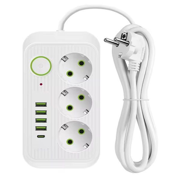 Сетевой фильтр 2м, 3 розетки, 4хUSB, 1хType-C, F09U, Белый / Сетевой удлинитель с usb / Переноска розетка 23457451101 фото