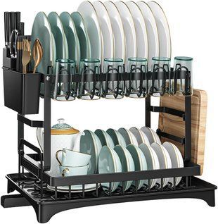 Сушка для посуды с автосливом, 2-х ярусная, 42х30х29см / Кухонная сушилка для посуды настольная 234572886 фото