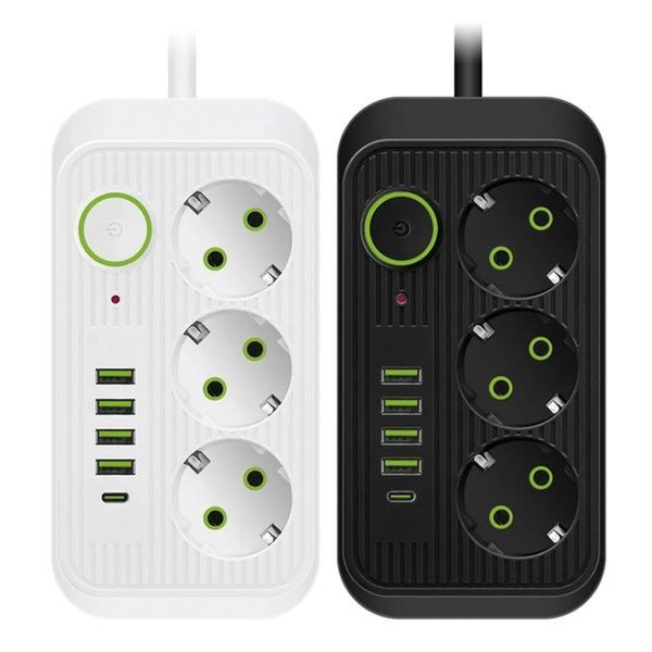 Мережевий фільтр-подовжувач 2м (3х220В+4хUSB+1хType-C), F09U, Білий / Електрична переноска з вимикачем 23457780301 фото