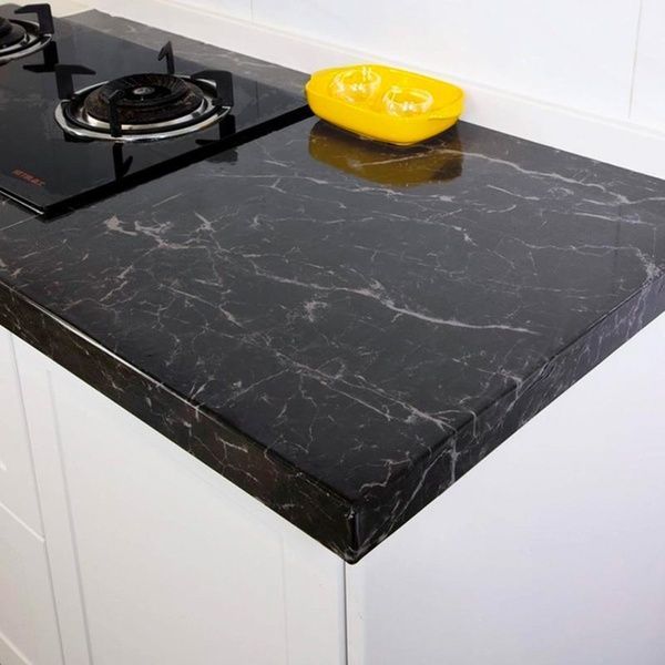 Самоклеюча плівка 5м чорний мармур для кухні Kitchen Sticker / Мармурова наклейка на кухонний фартух 234568680 фото