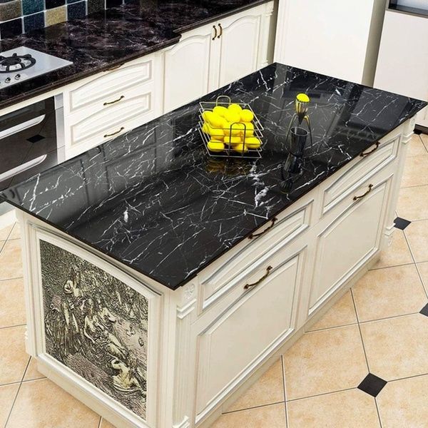 Самоклеюча плівка 5м чорний мармур для кухні Kitchen Sticker / Мармурова наклейка на кухонний фартух 234568680 фото
