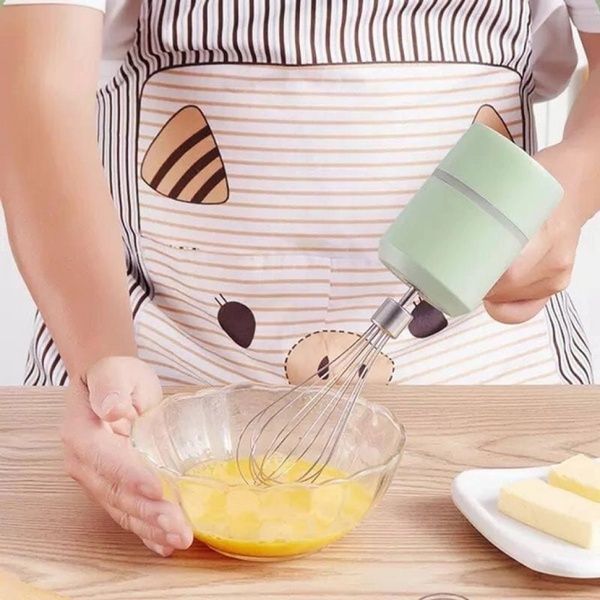 Аккумуляторный миксер с 2 насадками Portable mixer, от USB, Зеленый / Ручной миксер / Беспроводной миксер 23457331101 фото