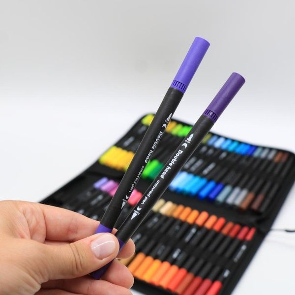 Акварельні маркери двосторонні 48шт з сумкою, Color pencil / Набір для малювання / Маркери для малювання 23457055206 фото