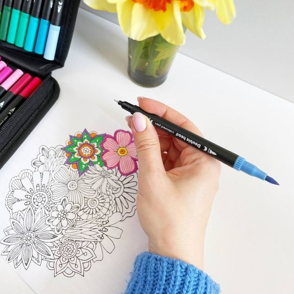 Акварельні маркери двосторонні 48шт з сумкою, Color pencil / Набір для малювання / Маркери для малювання 23457055206 фото