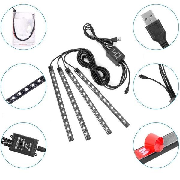 Універсальне RGB led підсвічування зі світломузикою, HR-01678 / Підсвічування в машину / Автомобільна лед стрічка 23456190801 фото