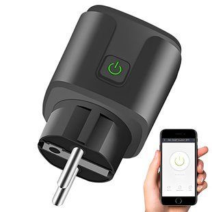 Розумна WiFi розетка 20А з лічильником електроенергії Tuya Smart 4400Вт, Чорна / Розетка з підключенням до телефону 23456741601 фото
