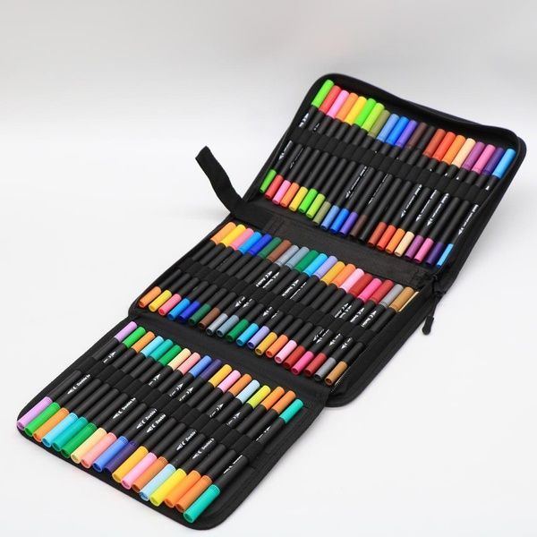 Акварельные маркеры двусторонние 60шт с сумкой, Color pencil / Набор для рисования / Маркеры для рисования 23457055205 фото